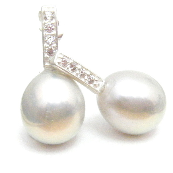 Silver White 10mm Drop Pearl Earrings